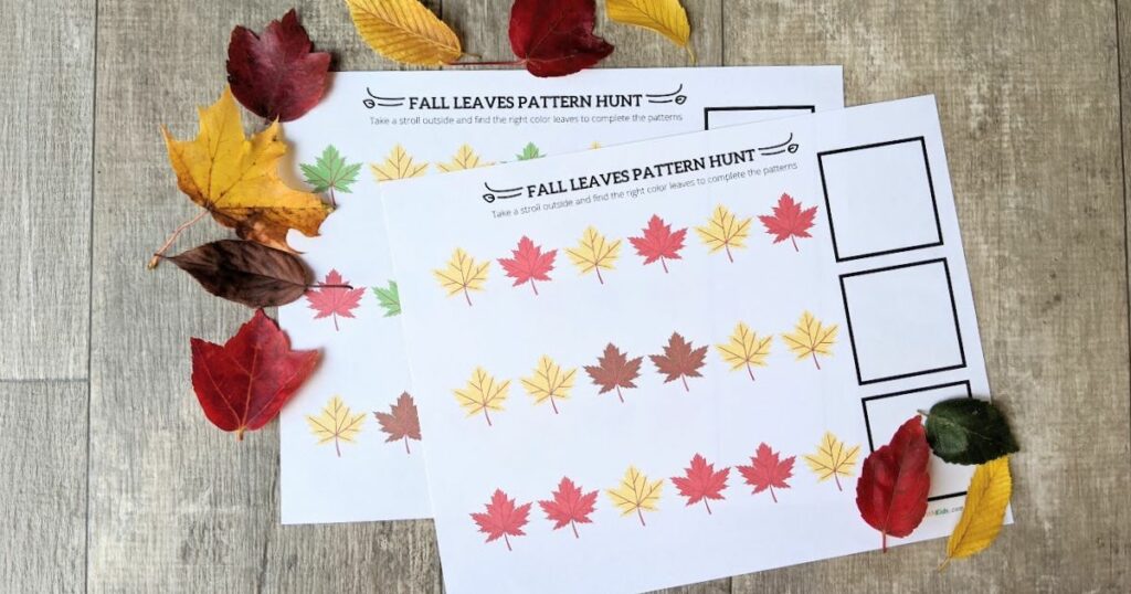 Fall Leaf Preschool Pattern Activity- with Printable - Raise Curious Kids