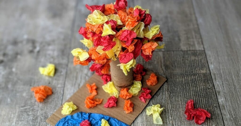Fall leaves tissue paper craft