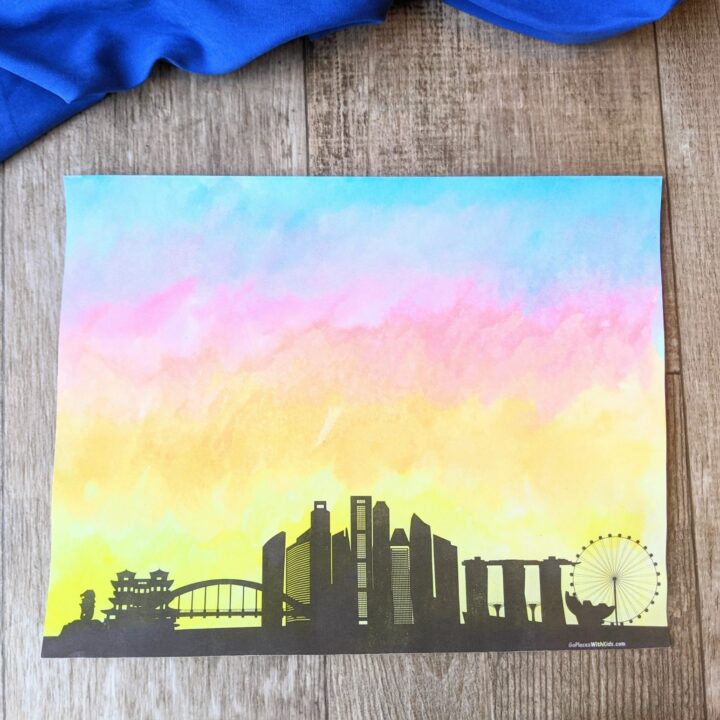 City skyline watercolor