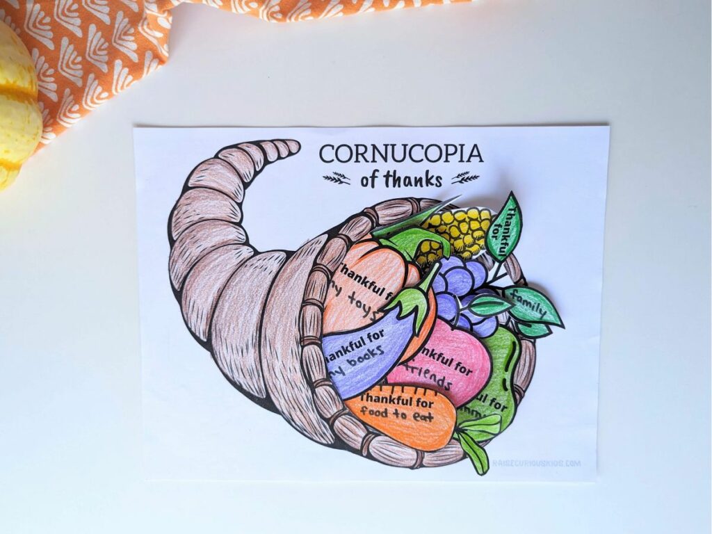 Completed cornucopia craft for kids