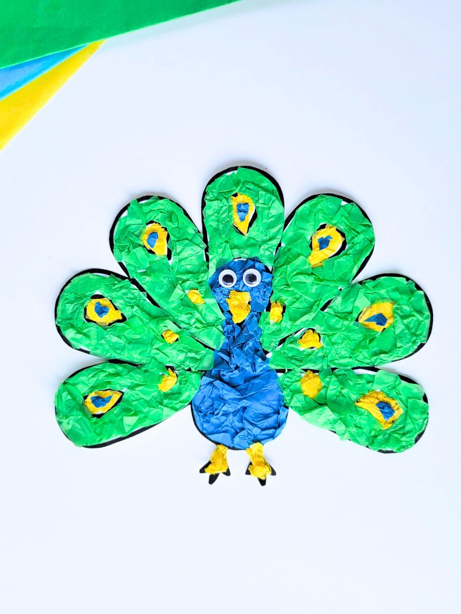 Peacock tissue paper craft