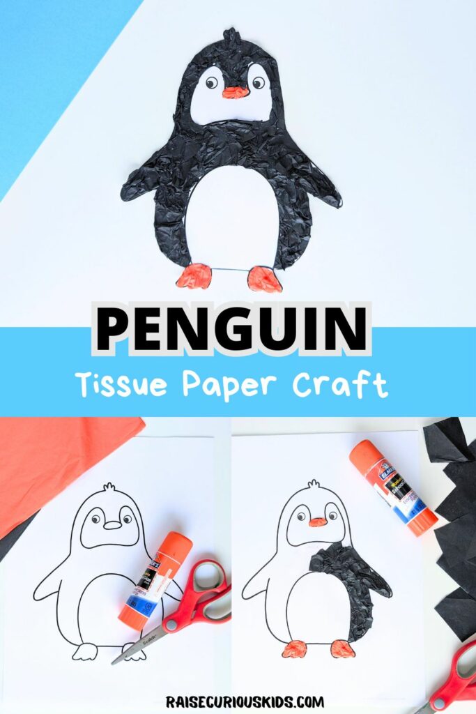 Penguin tissue paper craft pinterest pin