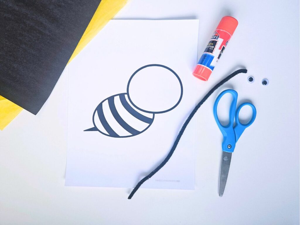 Materials for bee handprint craft