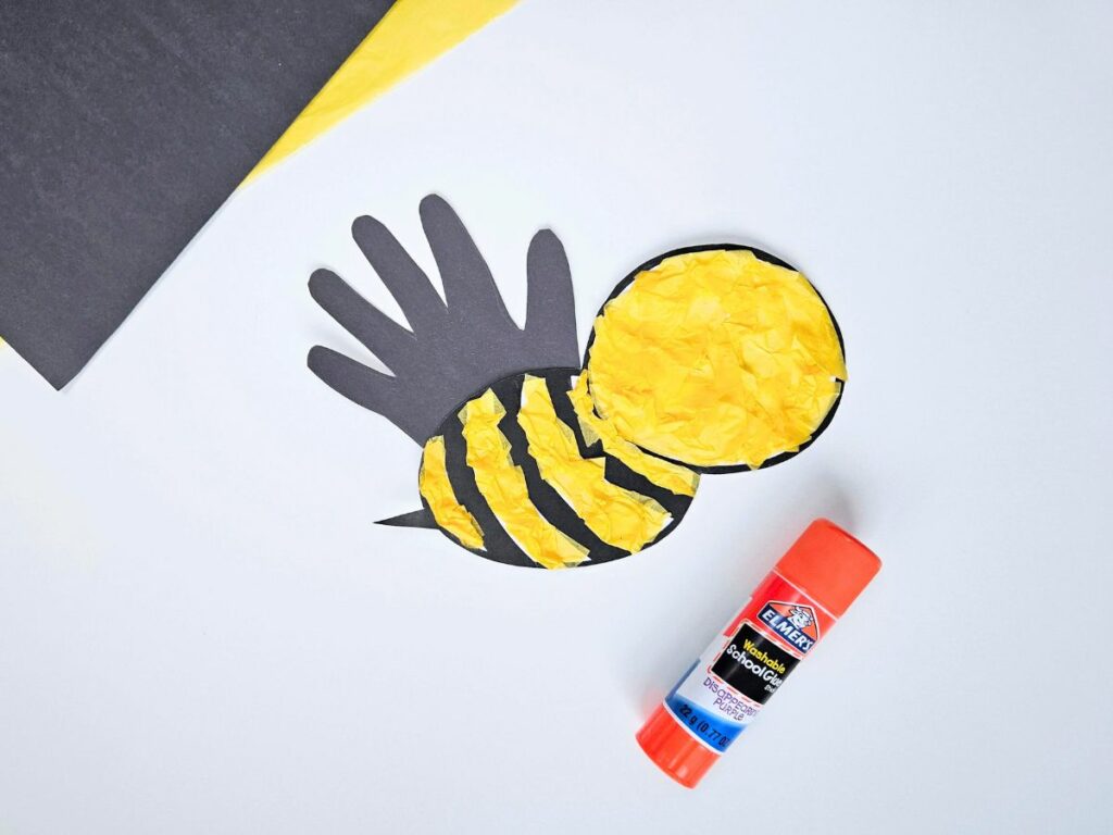 Glue handprint to back of bee craft to look like wings
