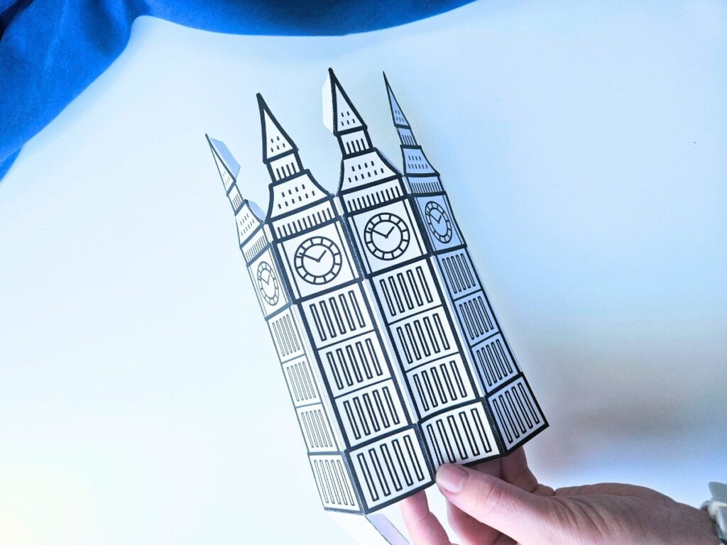 Big Ben craft with the tabs folded down