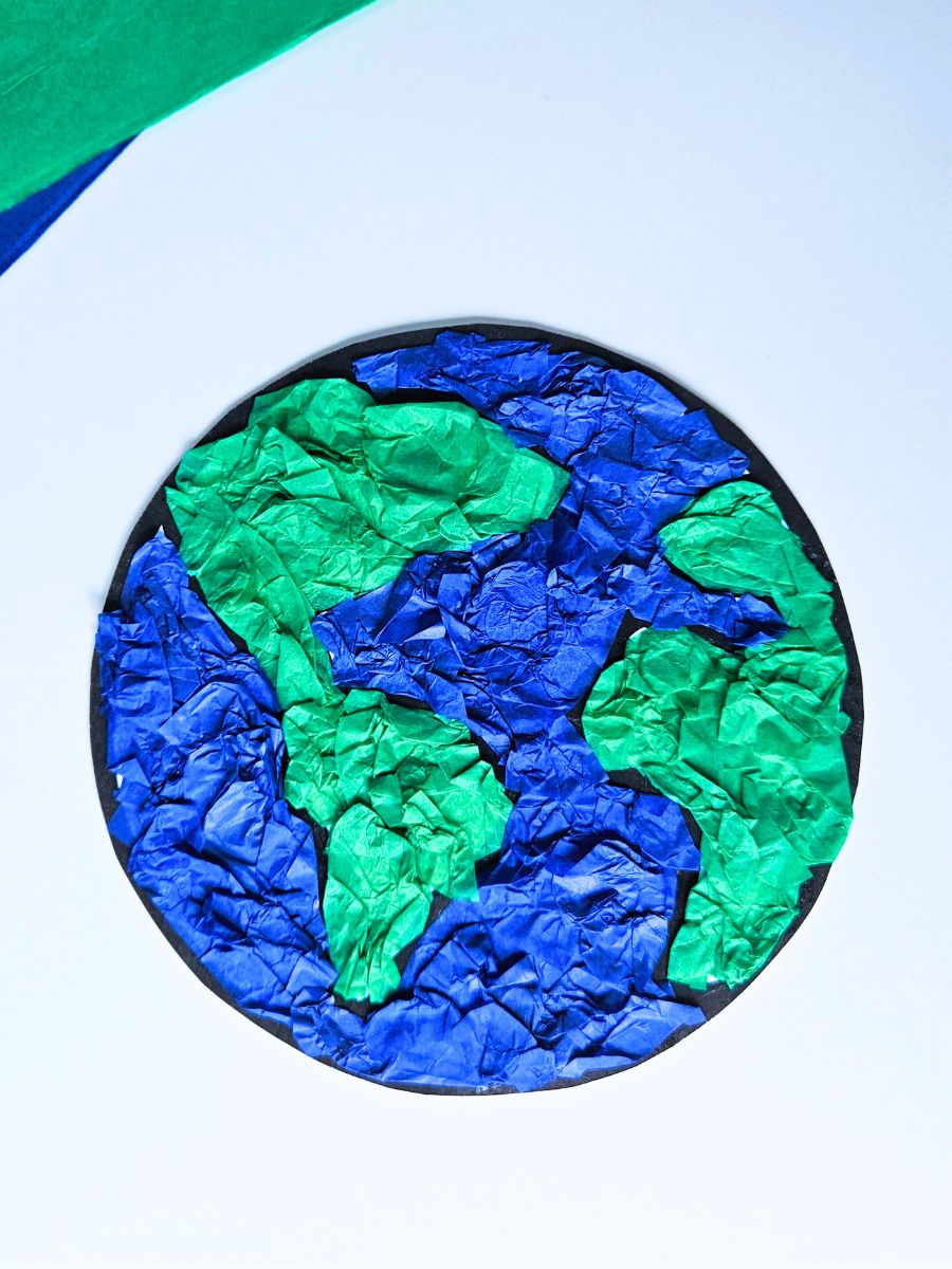 Easy Tissue Paper Earth Craft (free template) - Raise Curious Kids