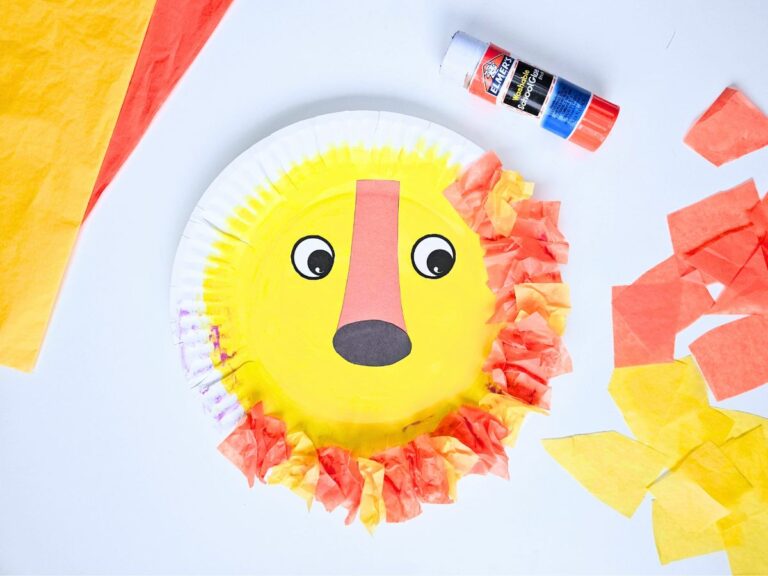 Lion Paper Plate Craft (free template) - Raise Curious Kids