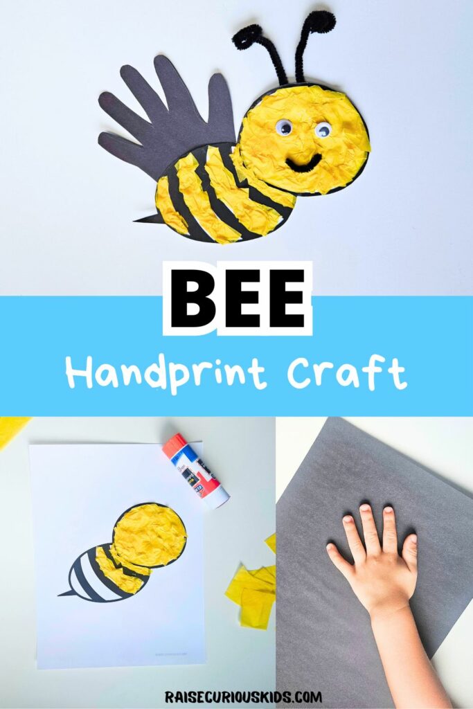 Bee handprint craft pinterest pin