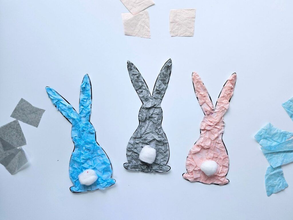 Completed tissue paper bunny craft