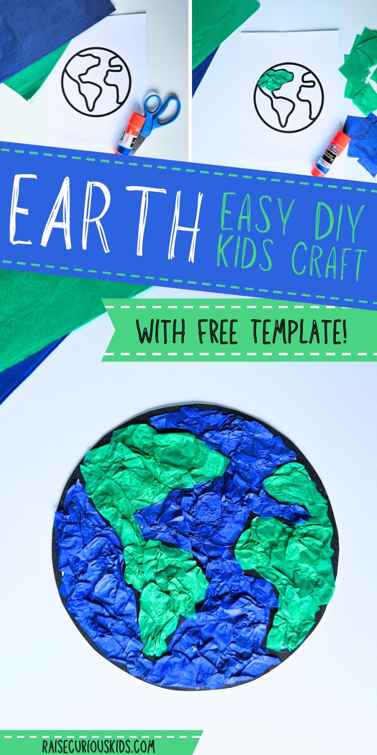 Easy Tissue Paper Earth Craft (free template) - Raise Curious Kids