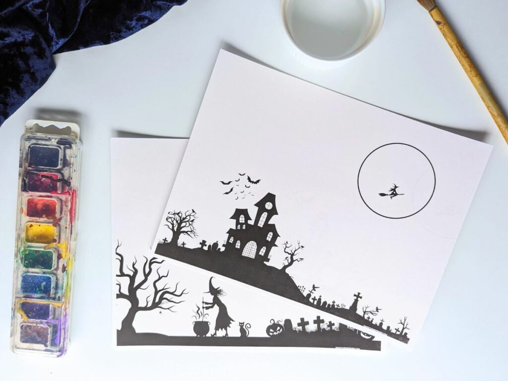 Halloween watercolor painting templates