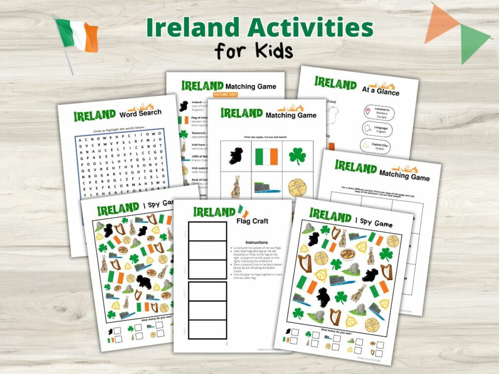 Ireland activities for kids worksheets bundle