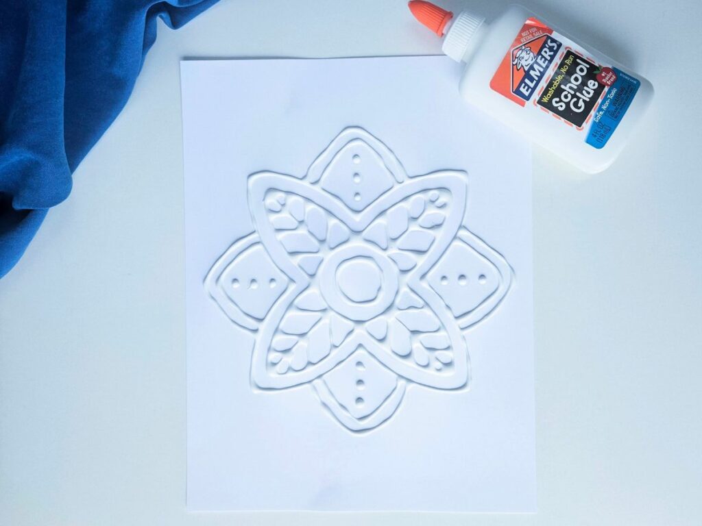 Tracing the mandala art craft for kids with glue