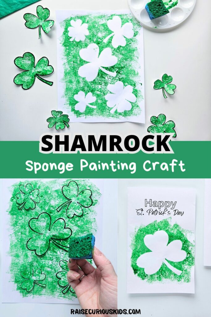 Shamrock sponge painting craft pinterest pin