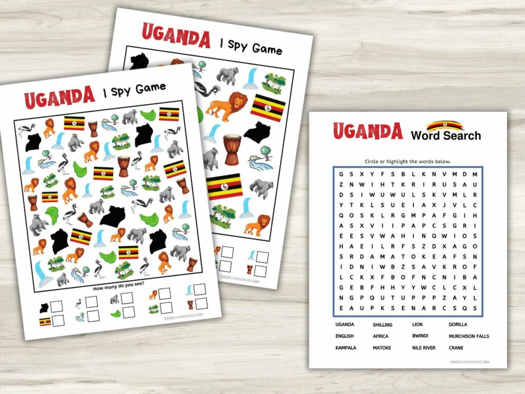 Uganda I Spy and Uganda Word Search