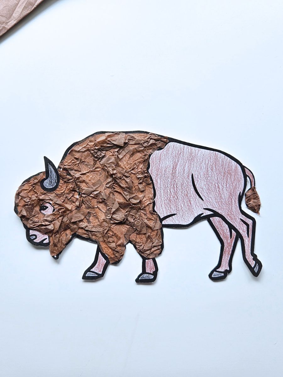 American Bison Tissue Paper Craft for Kids - Raise Curious Kids