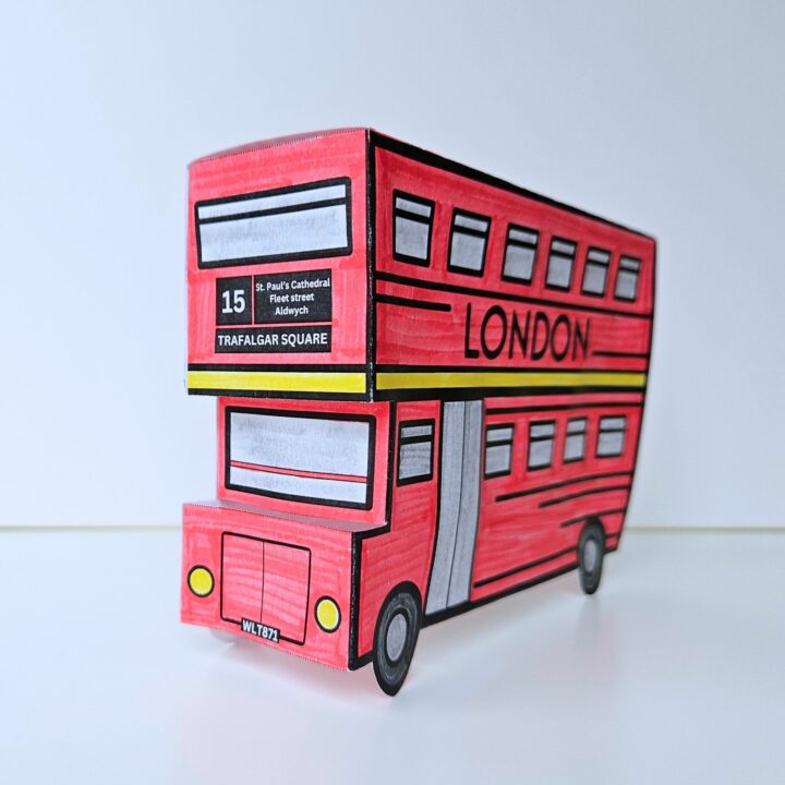Double decker bus 3D craft for kids