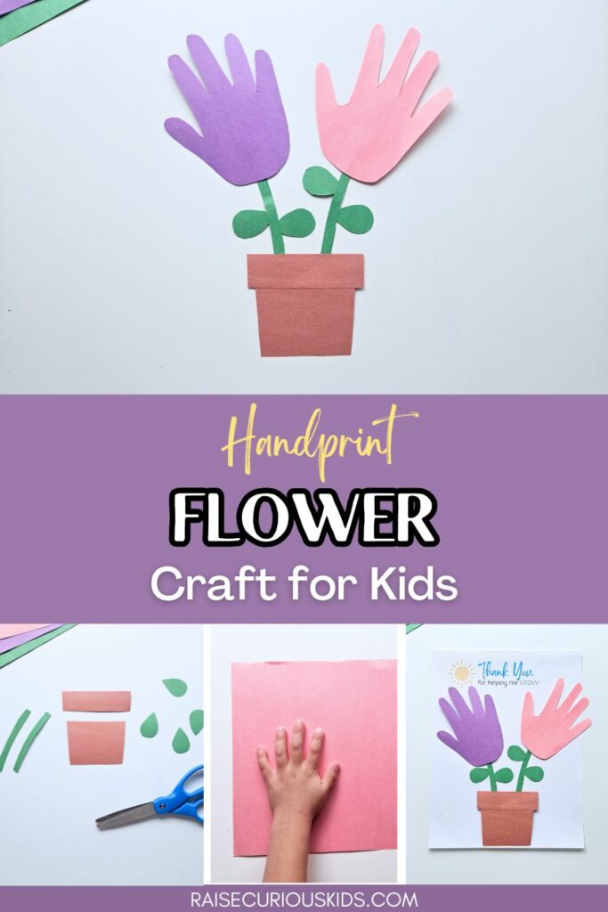 Handprint flower craft Pinterest pin