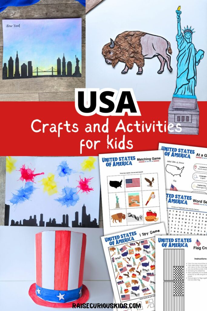 USA crafts and activities Pinterest pin