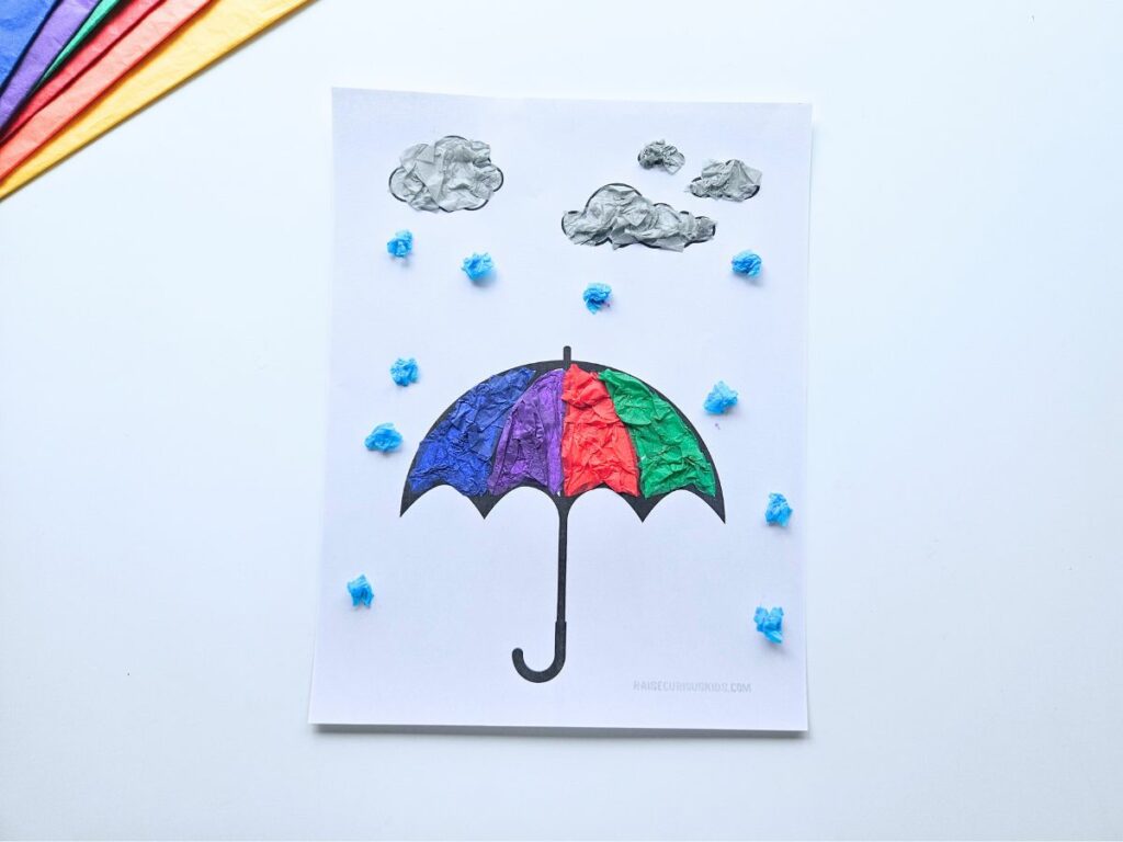 Completed umbrella tissue paper craft