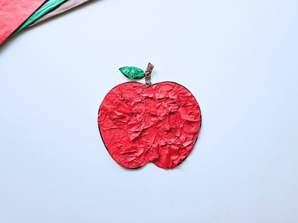 Completed apple tissue paper craft