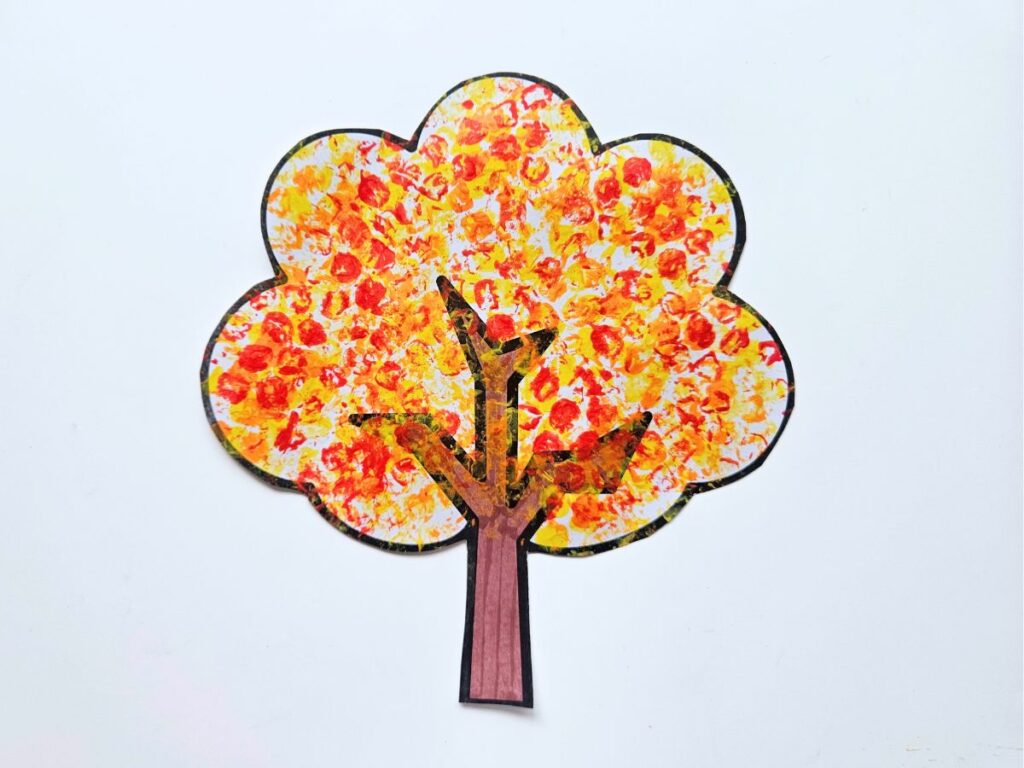 Completed autumn leaves craft for kids