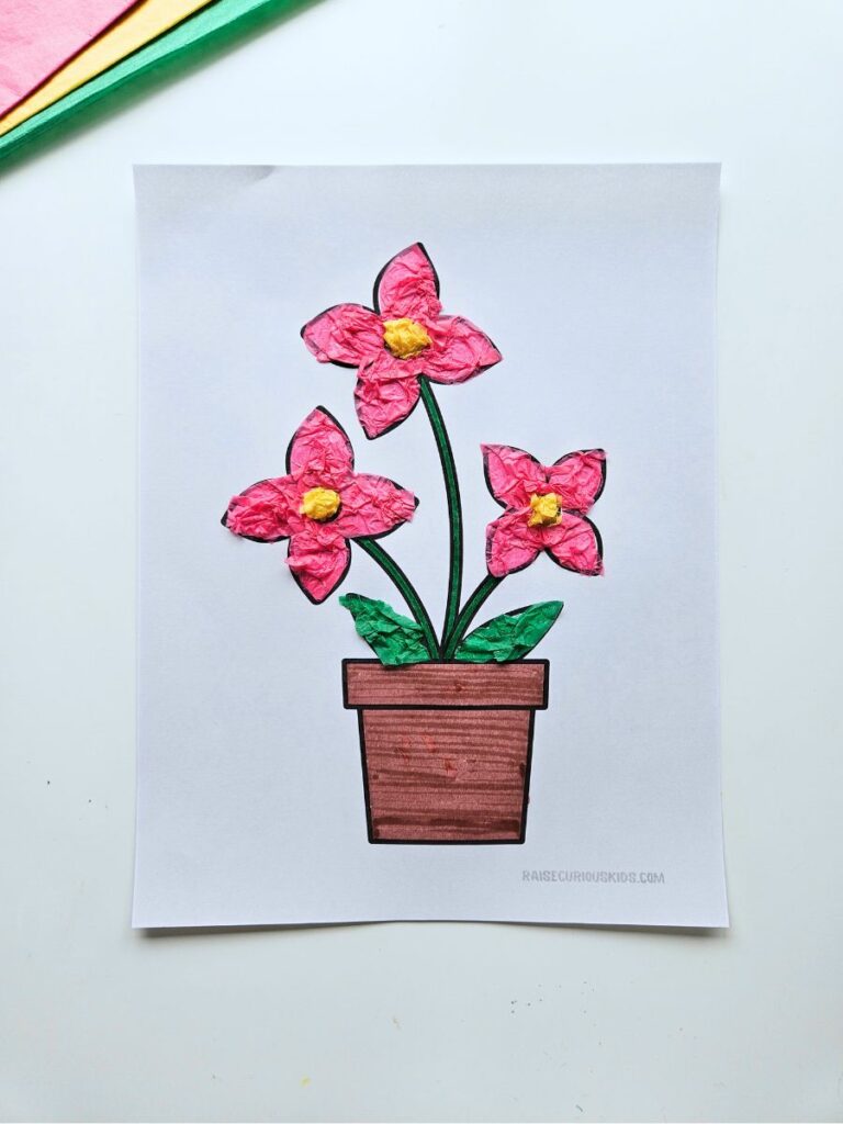 Flower tissue paper craft for kids