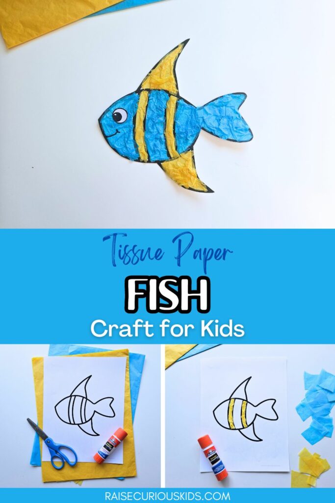 Tissue paper fish craft Pinterest pin