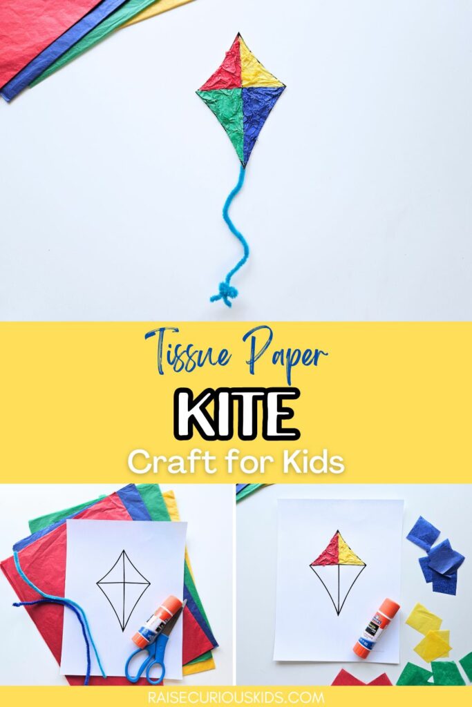 Tissue paper kite craft Pinterest pin