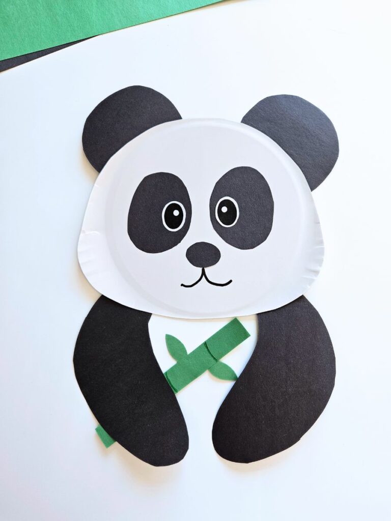 Panda bear paper plate craft for kids