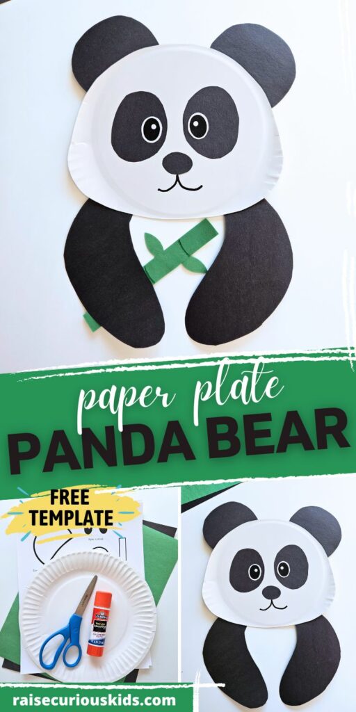 Panda bear paper plate craft Pinterest pin