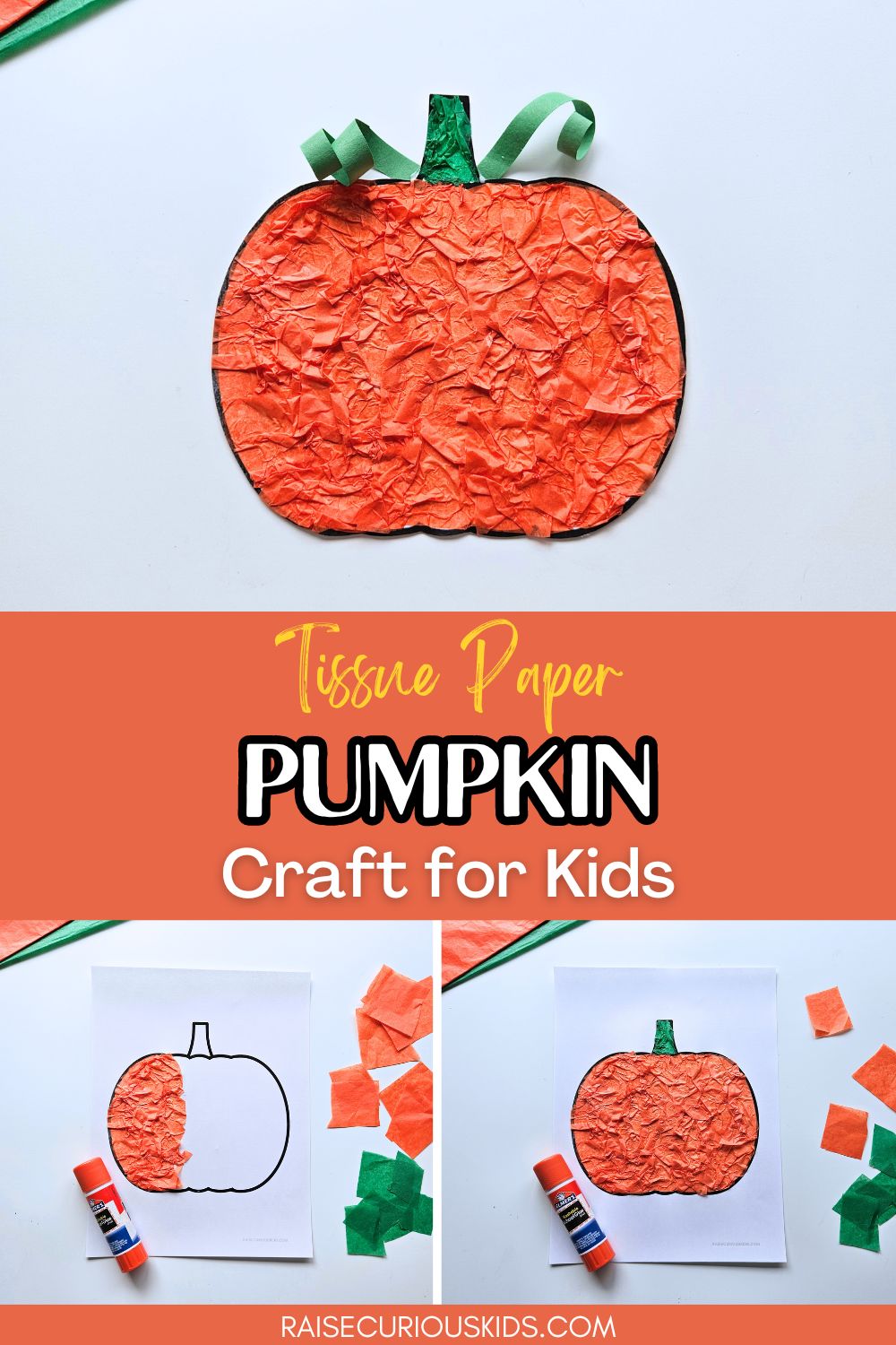 Easy Pumpkin Tissue Paper Craft For Kids - Raise Curious Kids