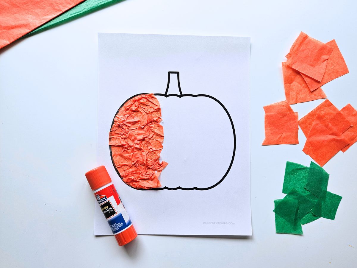 Easy Pumpkin Tissue Paper Craft for Kids - Raise Curious Kids