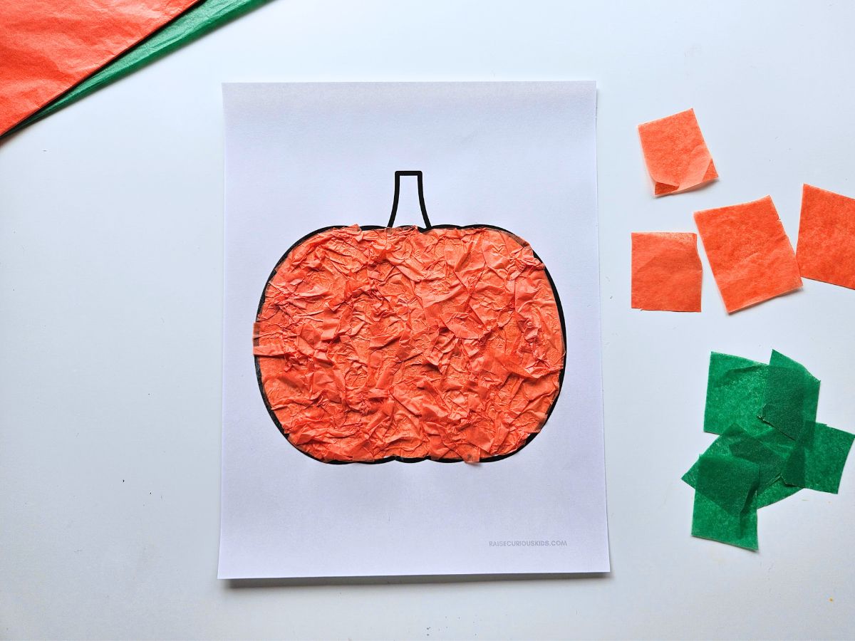 Easy Pumpkin Tissue Paper Craft For Kids - Raise Curious Kids