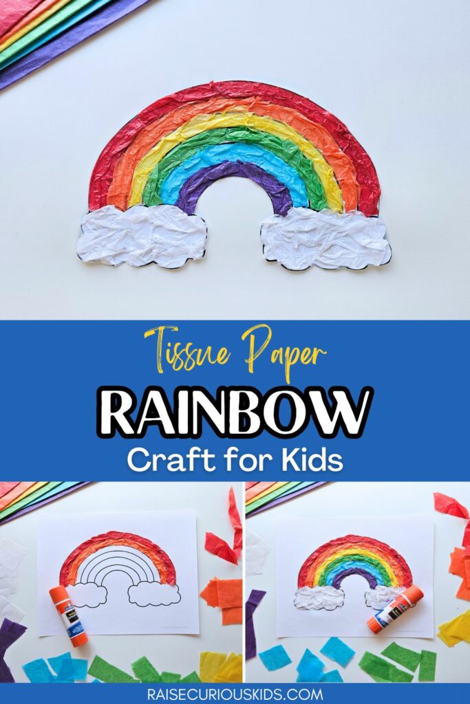 Tissue paper rainbow craft for kids Pinterest pin