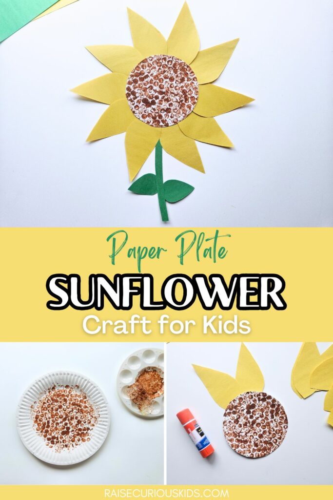 Paper plate sunflower craft Pinterest pin