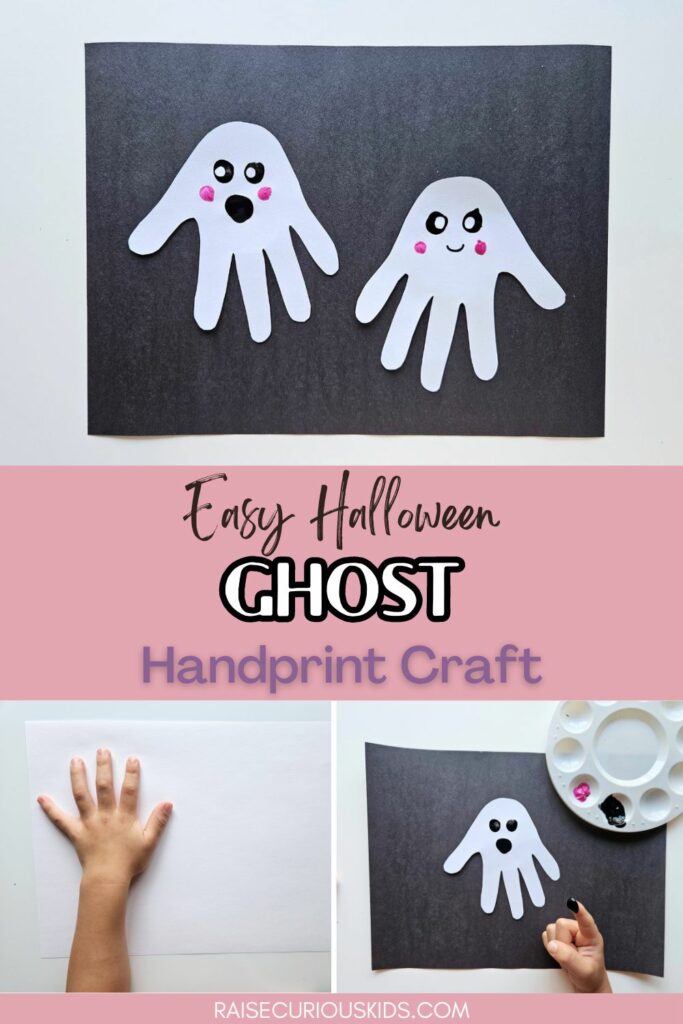 Handprint ghost Pinterest pin