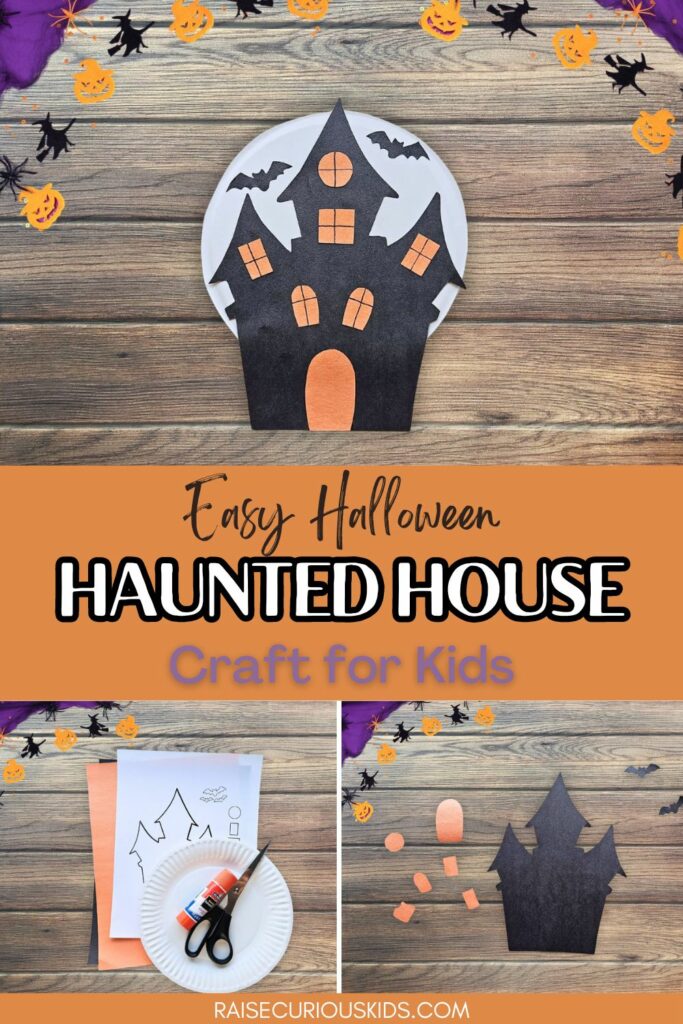 Haunted house craft for kids Pinterest pin