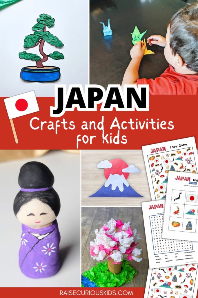 Japan crafts and activities for kids Pinterest pin