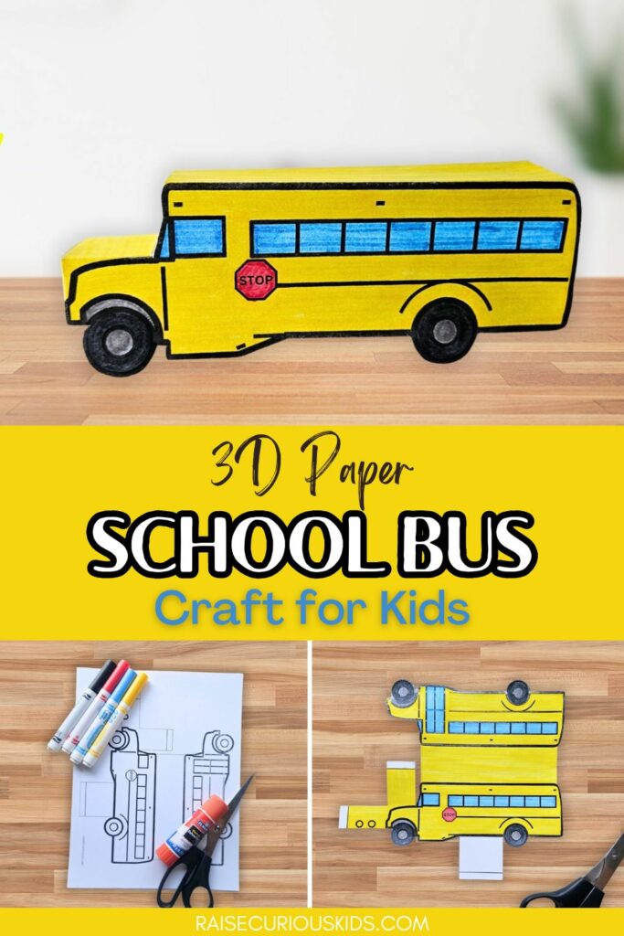 3D school bus craft Pinterest pin