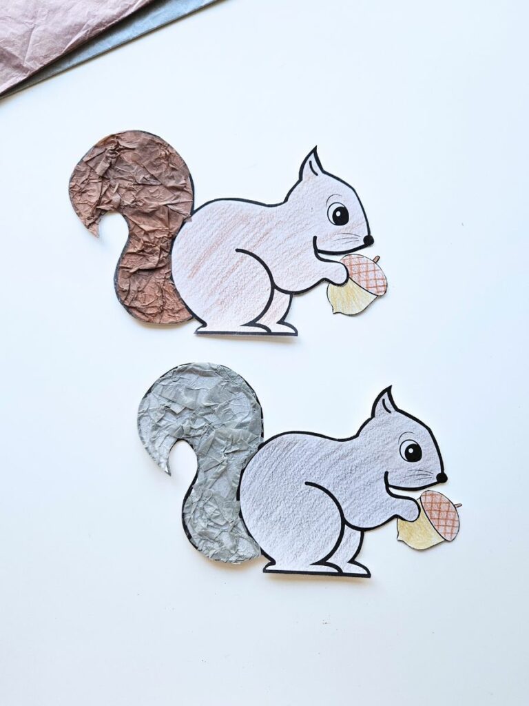 Squirrel tissue paper craft for kids