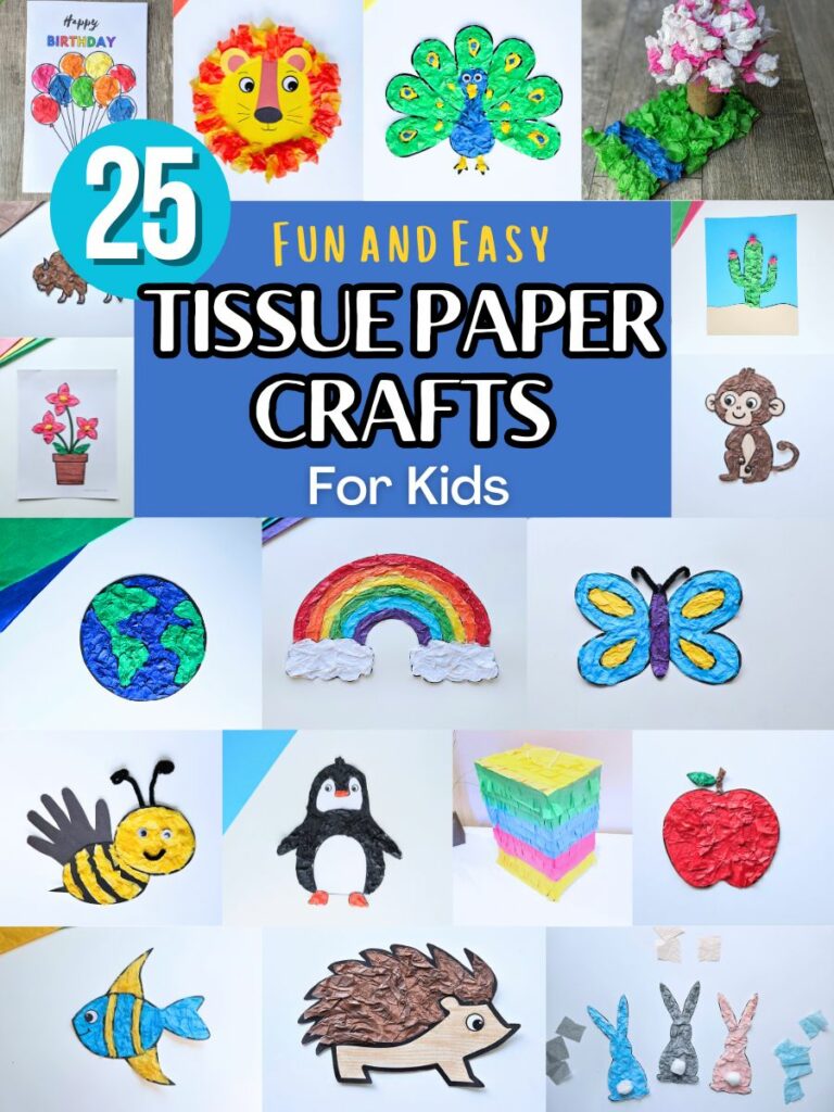 Tissue paper crafts for kids Pinterest pin