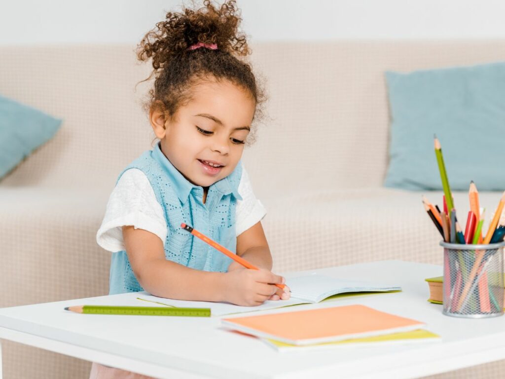 Child studying for school