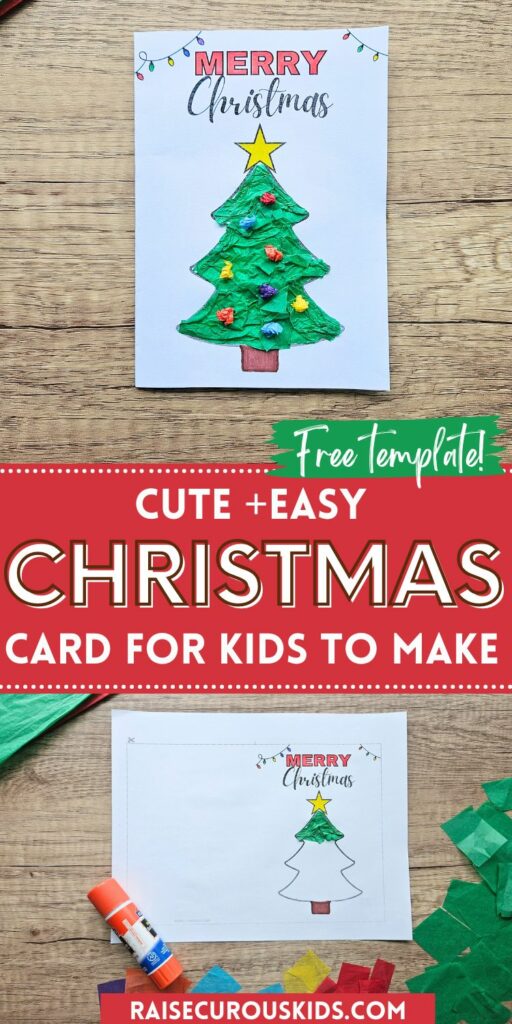 Christmas tree card craft for kids Pinterest pin