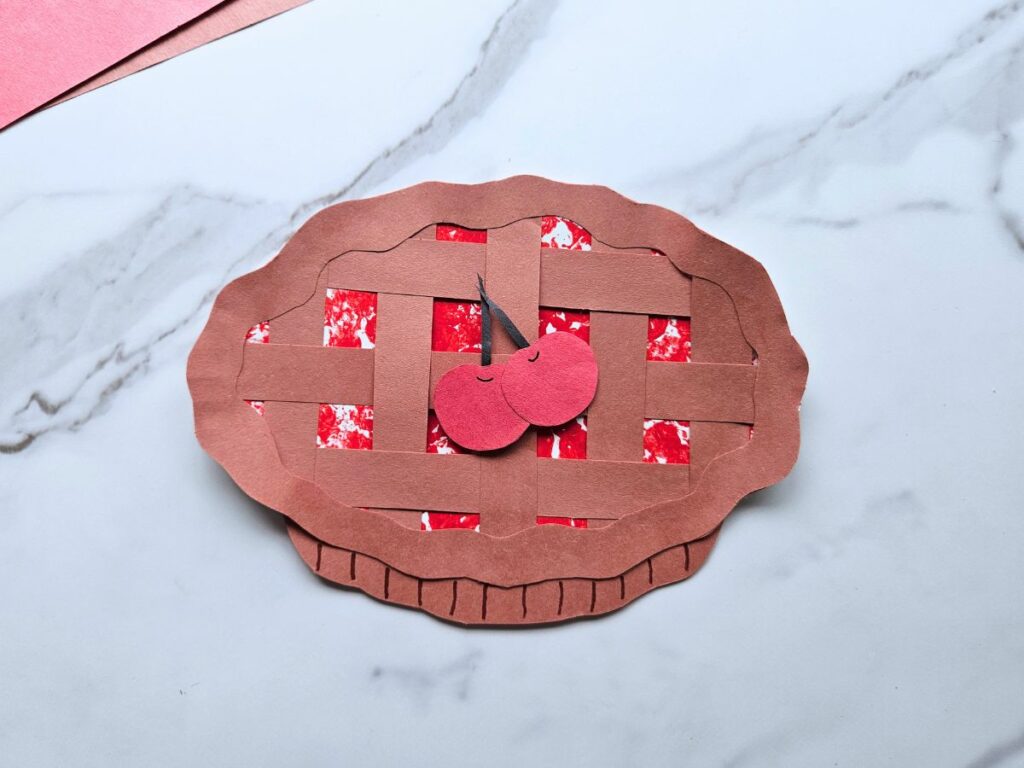 Completed cherry pie paper plate craft