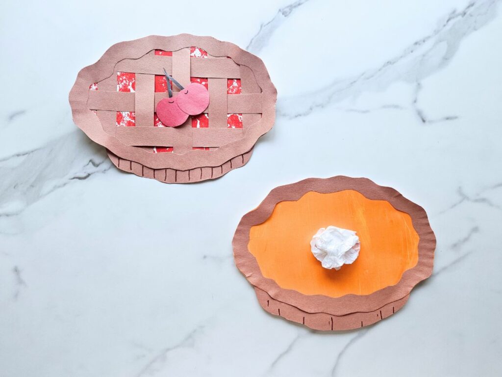 Completed pie paper plate craft for kids