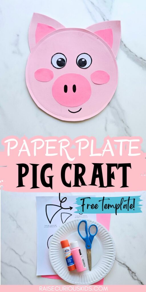 Pig paper plate craft Pinterest pin