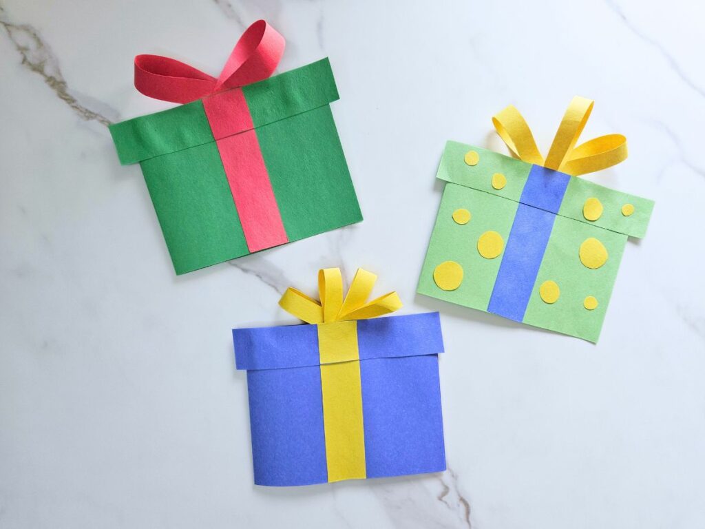 Completed present card craft for kids