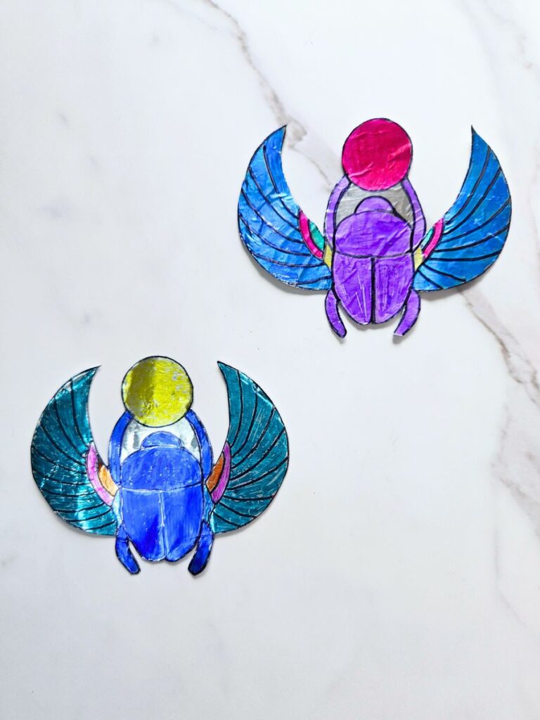 Completed scarab beetle craft for kids