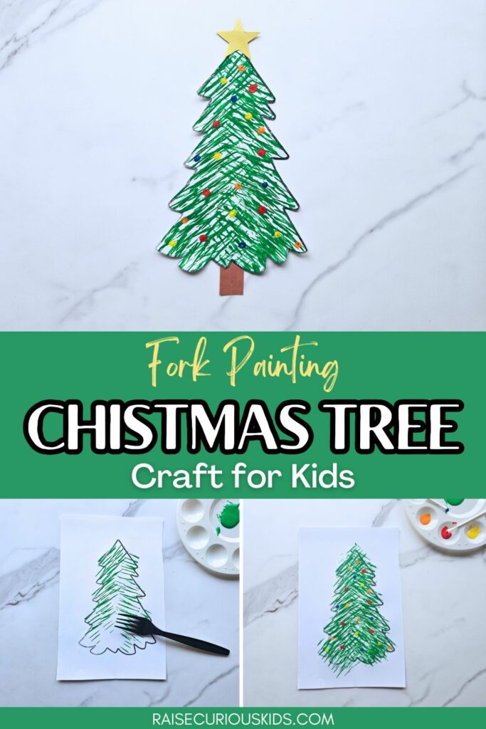 Christmas tree fork painting craft Pinterest pin